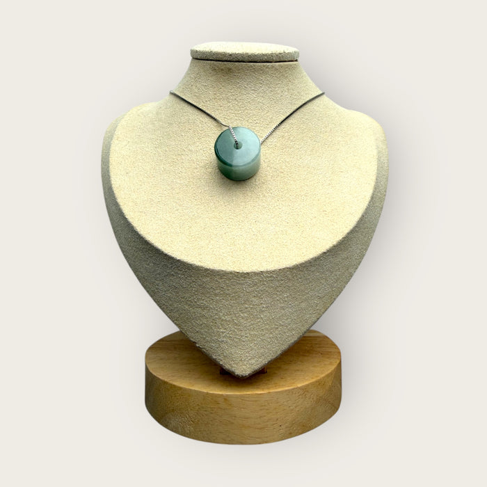White Green Barrel Jadeite Necklace
