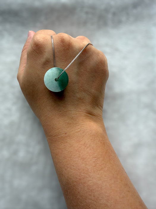 White Green Barrel Jadeite Necklace