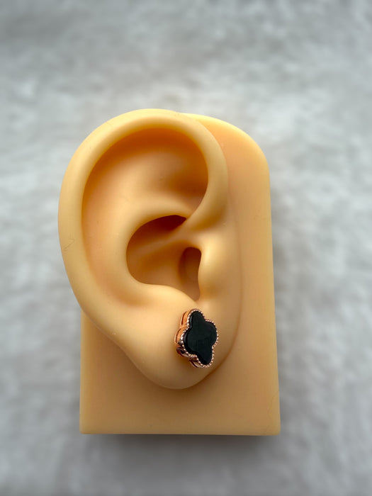 Omphacite Clover Jadeite Earring Studs