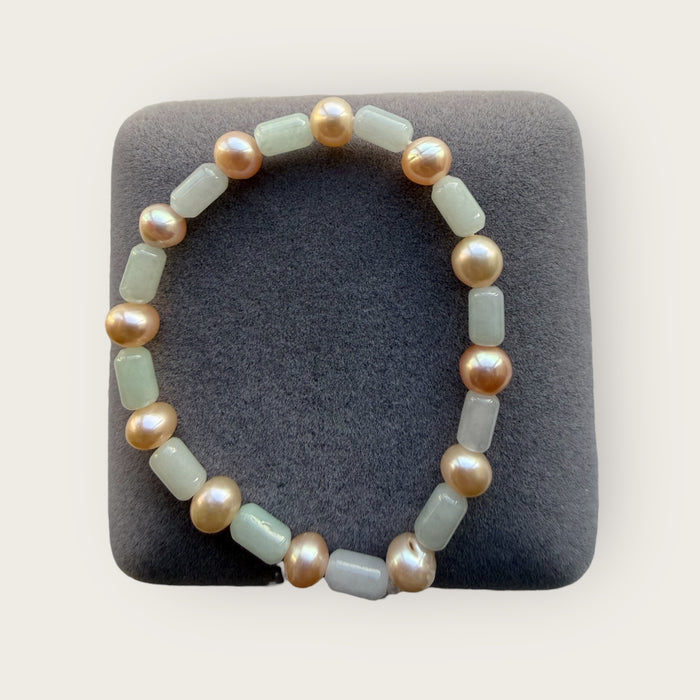 Rectangle Jadeite Pearl Bracelet