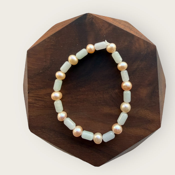 Rectangle Jadeite Pearl Bracelet