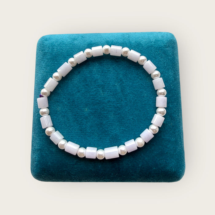 Jadeite Block Pearl Bracelet