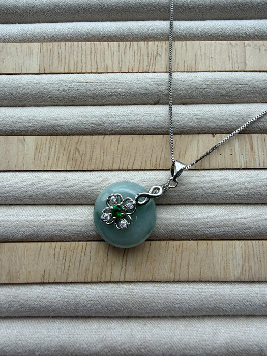 Dainty Jadeite Donut Necklace