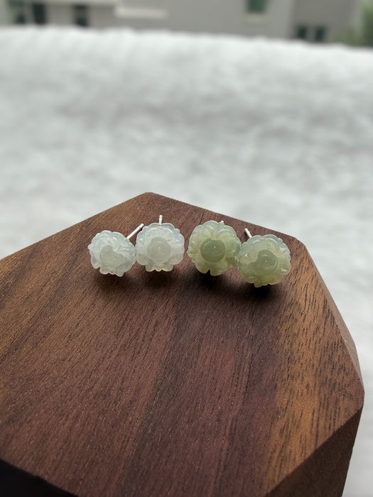 Sunflower Jadeite Earring Studs