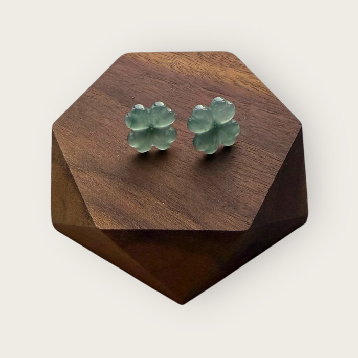 Clover Jadeite Earring Studs