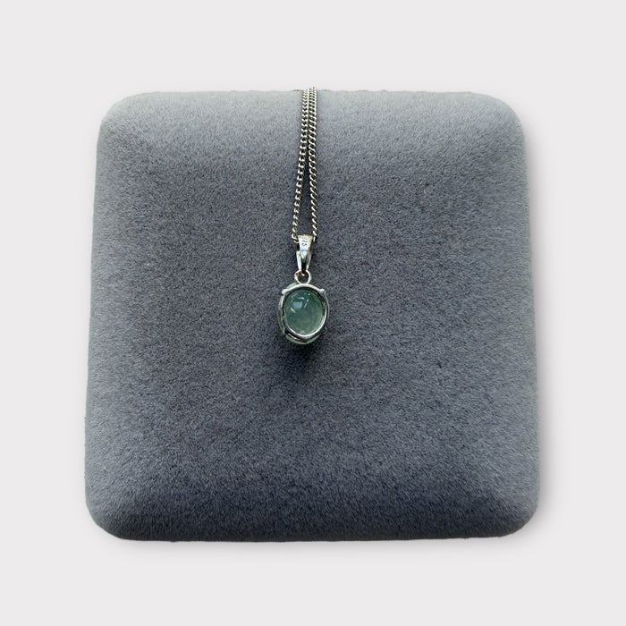 White Floating Flower Jadeite Cabochon Necklace