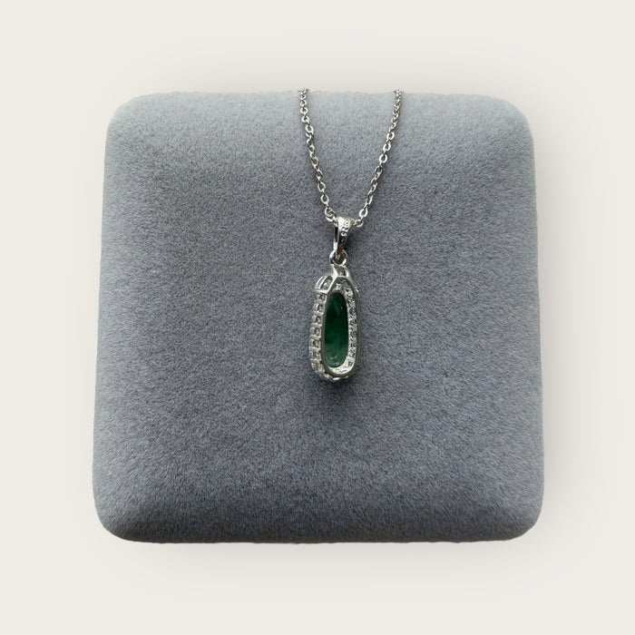 Green Floating Flower Teardrop Jadeite Necklace