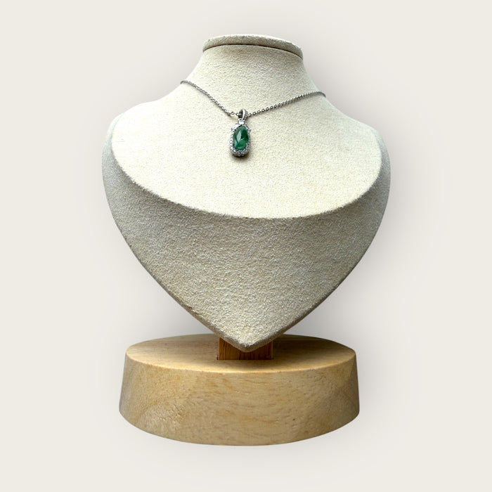 Green Floating Flower Teardrop Jadeite Necklace