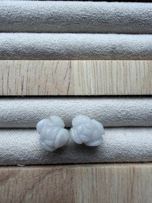 Purple Carved Flower Jadeite Earring Studs