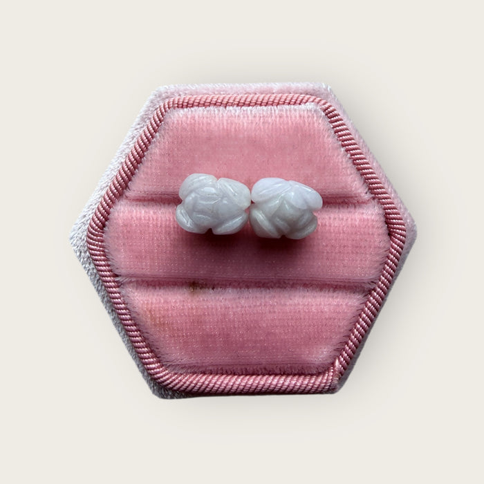 Purple Carved Flower Jadeite Earring Studs