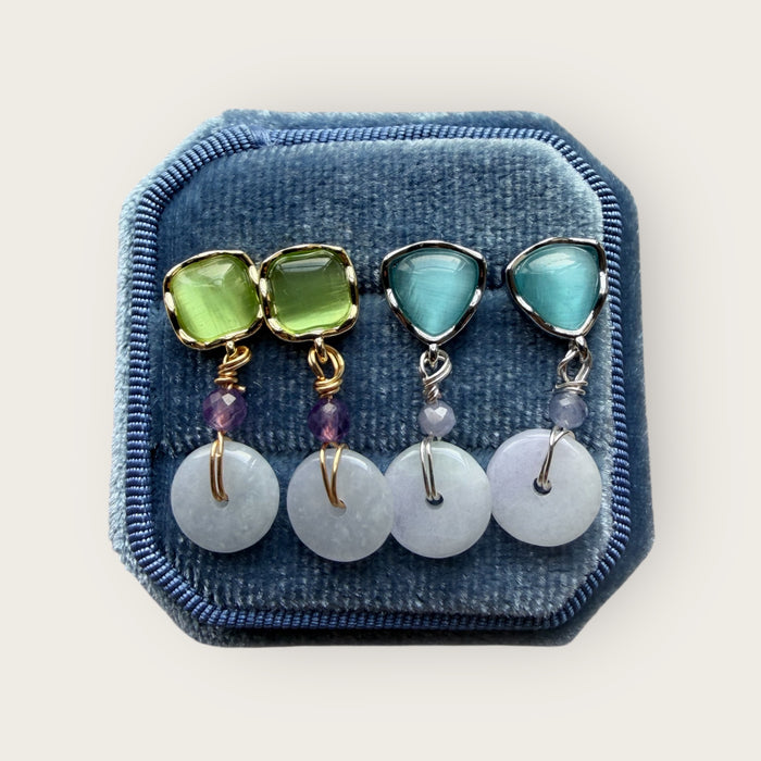 Purple Donut Jadeite Earring Studs