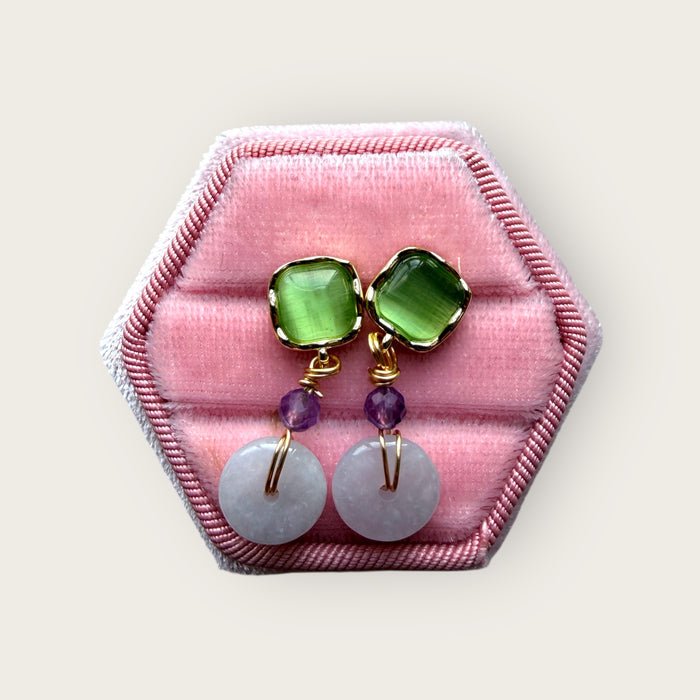 Purple Donut Jadeite Earring Studs