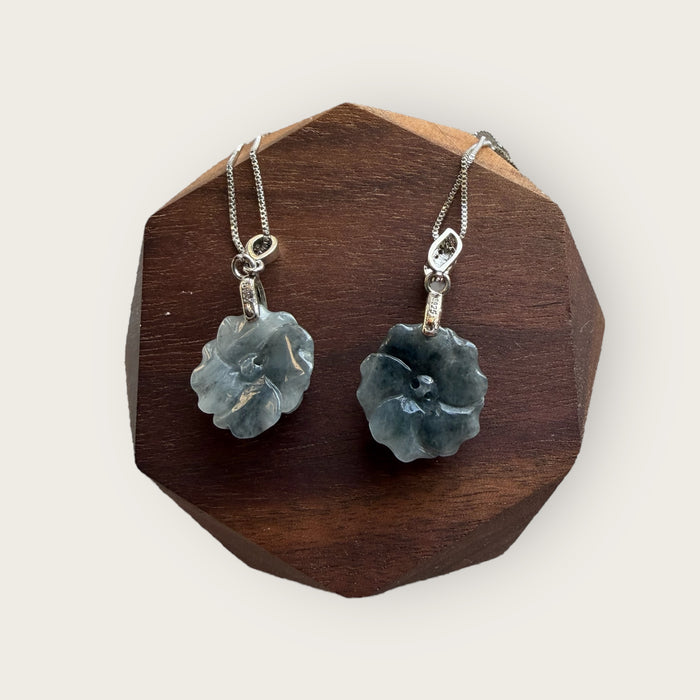 Black Wuji Flower Jadeite Necklace