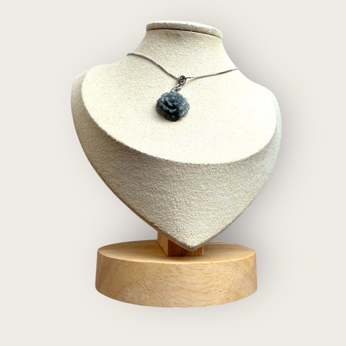 Black Wuji Flower Jadeite Necklace