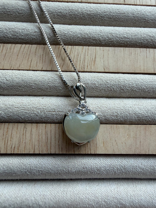 White Heart Jadeite Necklace