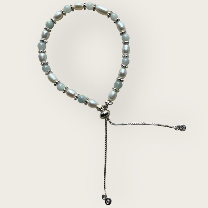 Jadeite Pearl Bracelet - Adjustable