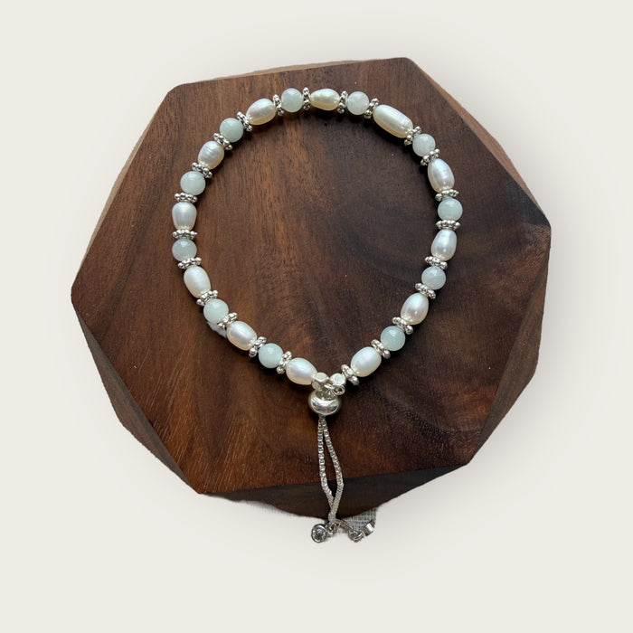 Jadeite Pearl Bracelet - Adjustable