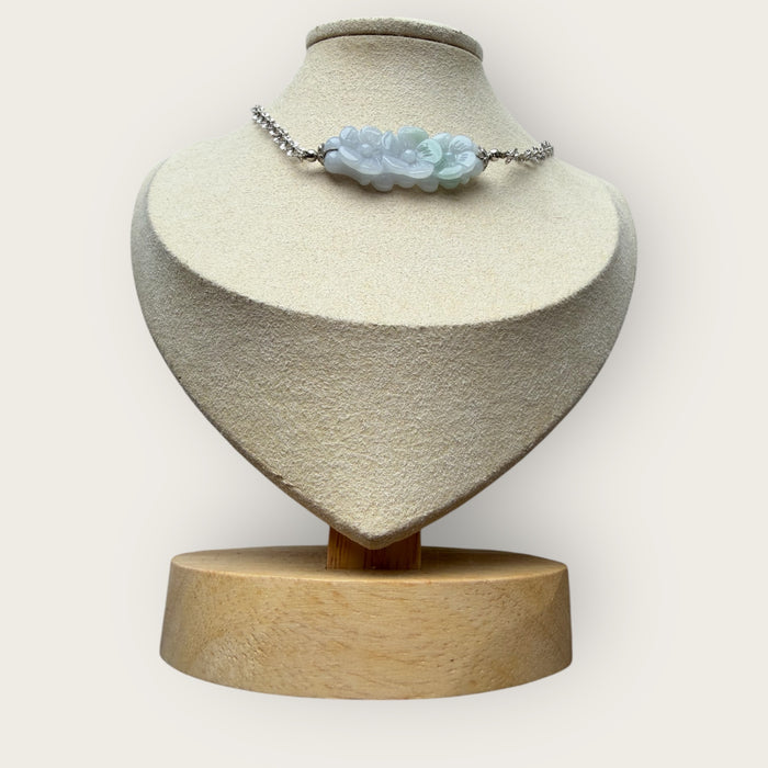 Trio Flower Feather Jadeite Necklace