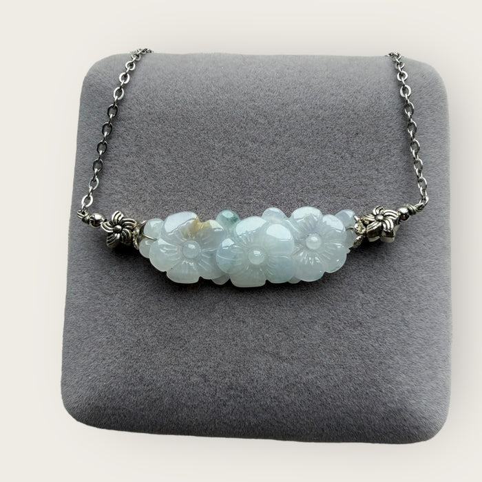 Trio Flower Coin Jadeite Necklace