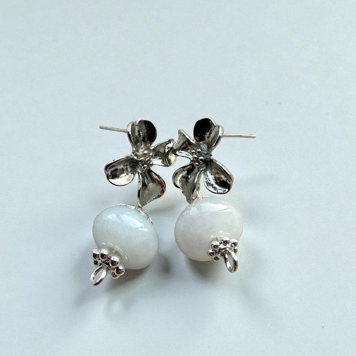 White Jadeite Abacus Earring Studs