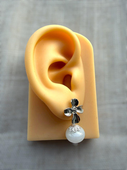 White Jadeite Abacus Earring Studs