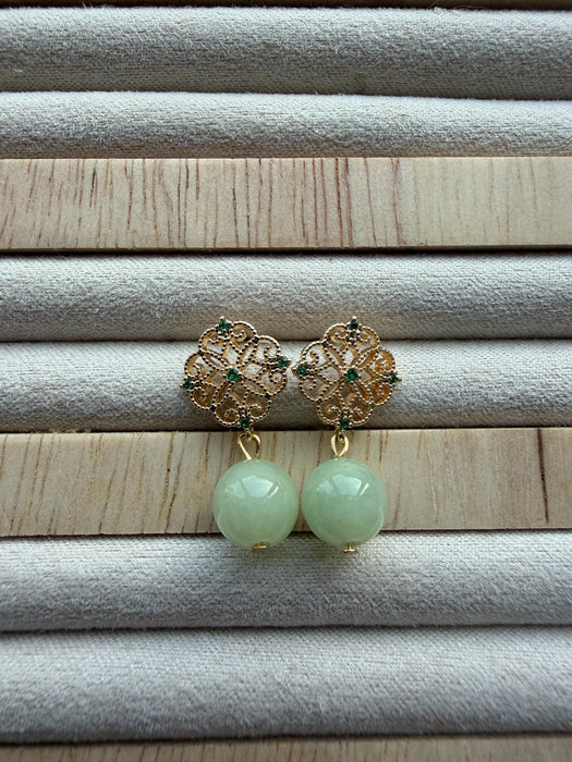 Green Jadeite Vintage Earring Studs