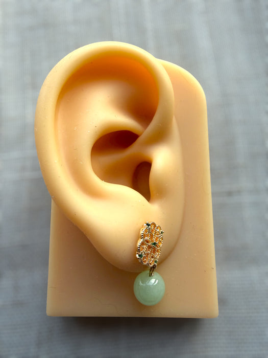 Green Jadeite Vintage Earring Studs