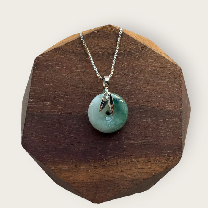 White Green Jadeite Donut Necklace