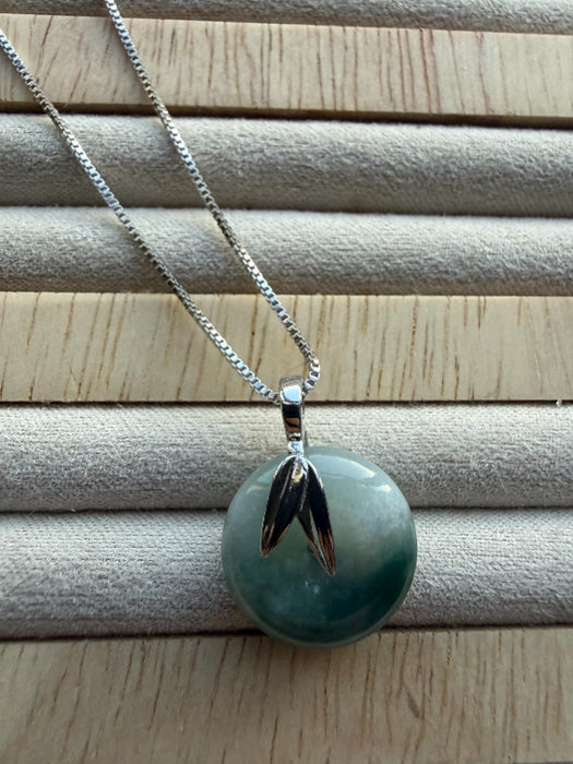 White Green Jadeite Donut Necklace