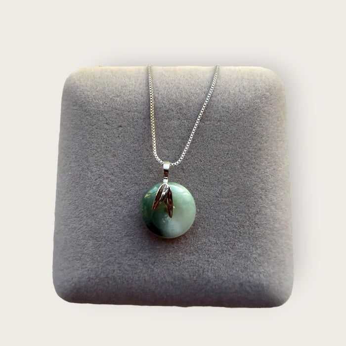 White Green Jadeite Donut Necklace