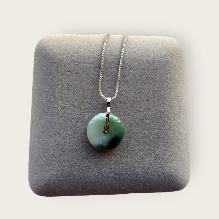 White Green Jadeite Donut Necklace