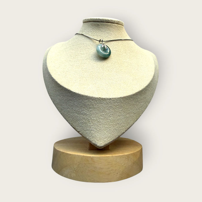 White Green Jadeite Donut Necklace