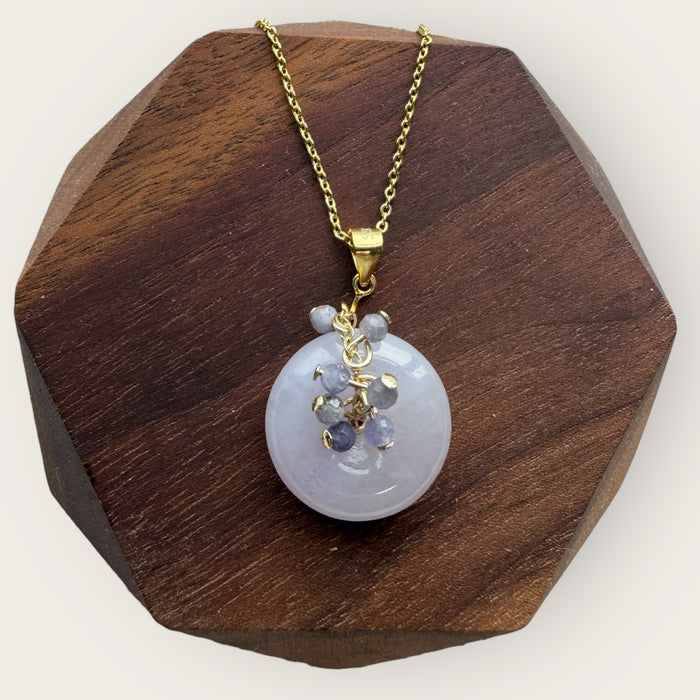 Purple Jadeite Donut Tanzanite Vine Necklace