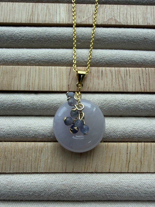 Purple Jadeite Donut Tanzanite Vine Necklace
