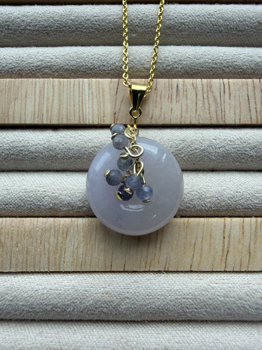 Purple Jadeite Donut Tanzanite Vine Necklace