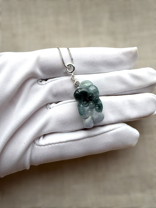 Purple Blue Lotus Jadeite Necklace