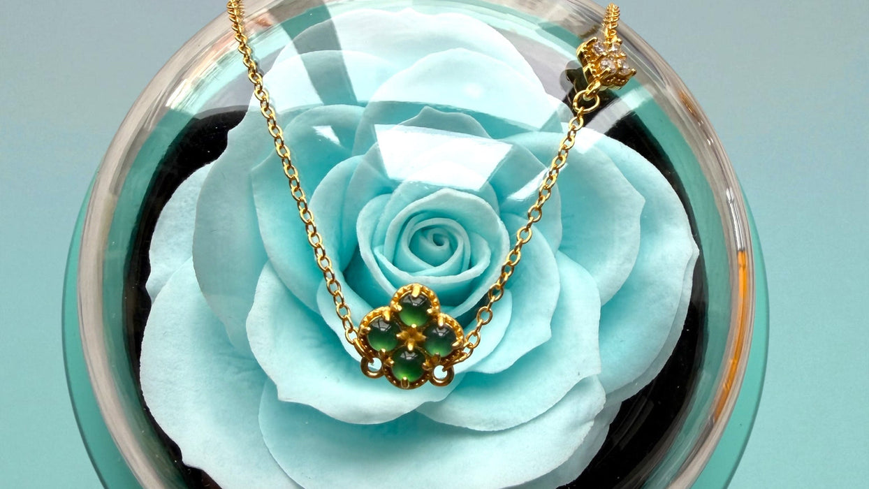 Green Clover Jadeite Necklace