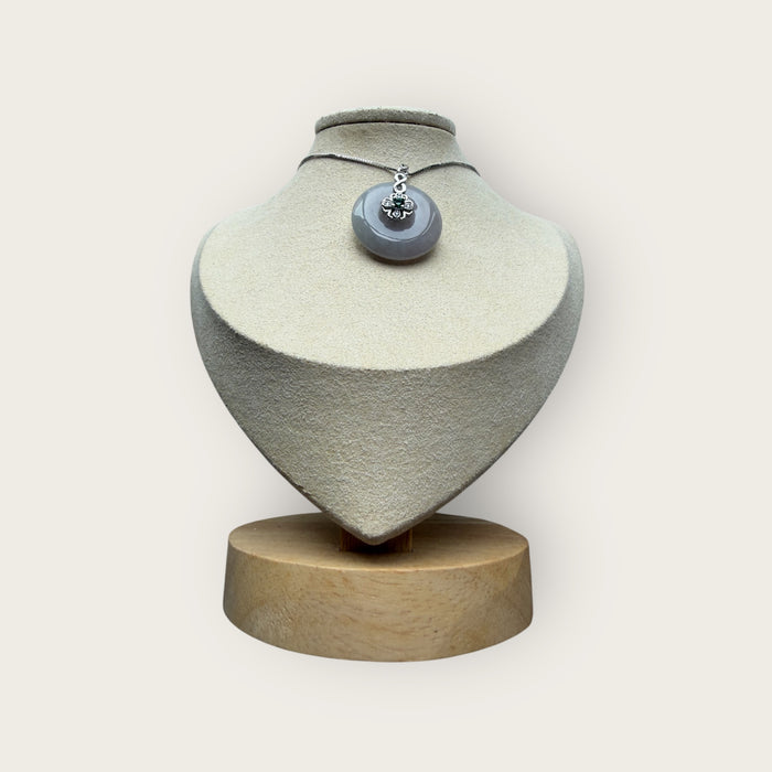 Grey Jadeite Donut Necklace