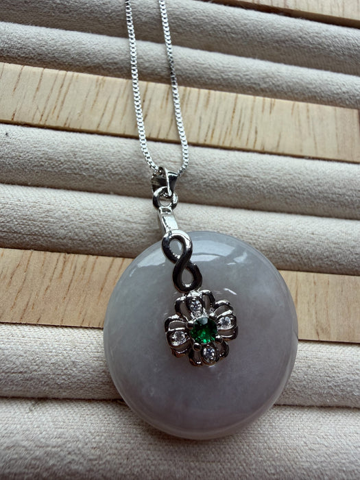 Grey Jadeite Donut Necklace