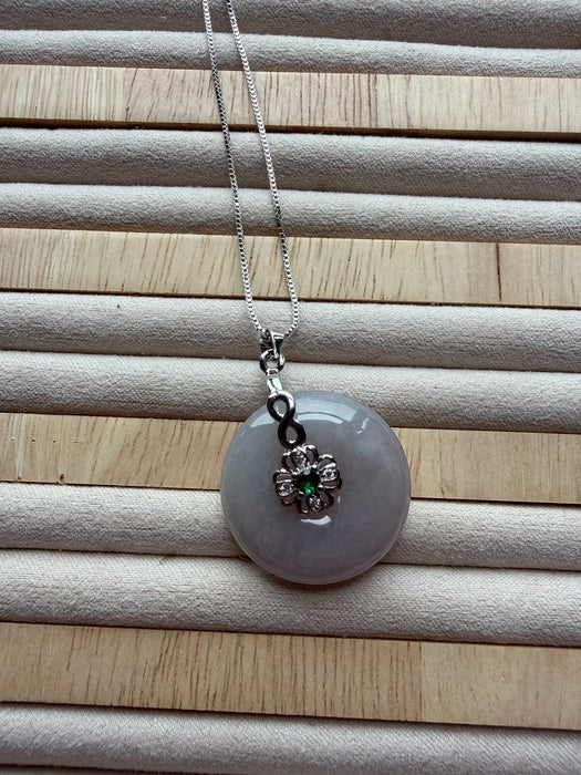 Grey Jadeite Donut Necklace