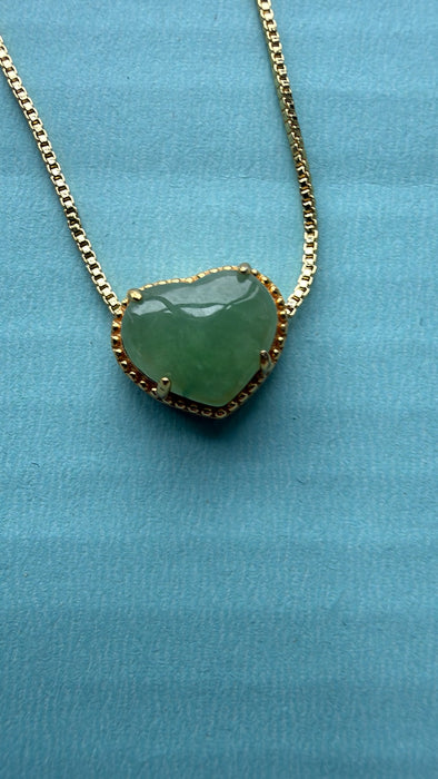 Green Jadeite Heart Necklace