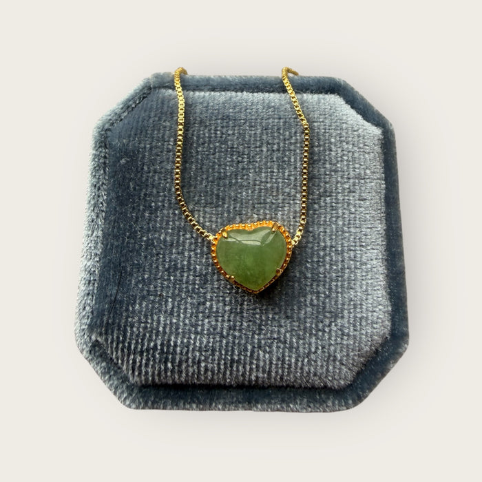 Green Jadeite Heart Necklace