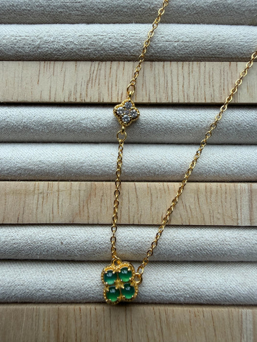 Green Clover Jadeite Necklace