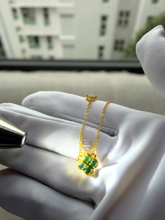 Green Clover Jadeite Necklace