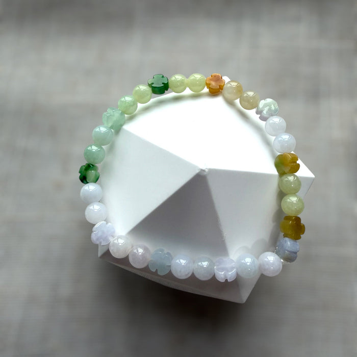 Rainbow Clover Jadeite Bracelet