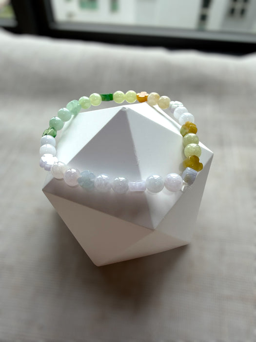 Rainbow Clover Jadeite Bracelet