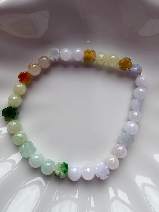 Rainbow Clover Jadeite Bracelet