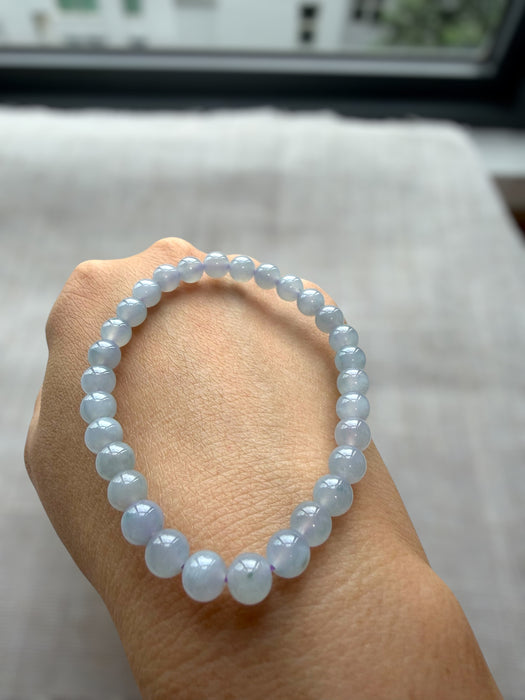 Icy Purple Bead Jadeite Bracelet