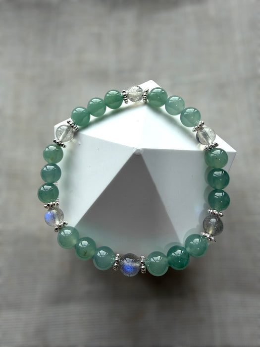 Green Guatemala Jadeite Moonstone Bead Bracelet