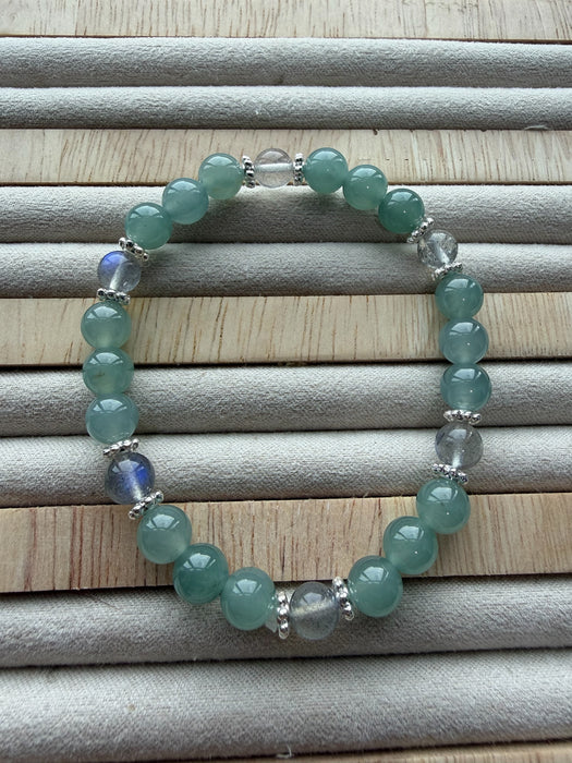 Green Guatemala Jadeite Moonstone Bead Bracelet